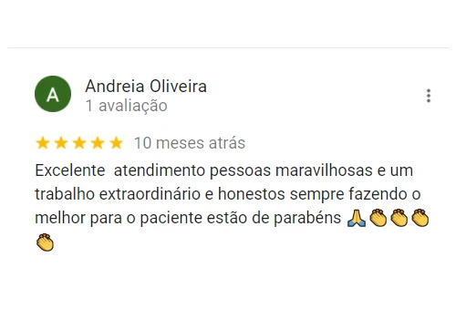 Excelente  atendimento pessoas maravilhosas e um trabalho extraordinário e honestos sempre fazendo o melhor para o paciente estão de parabéns 🙏👏👏👏👏