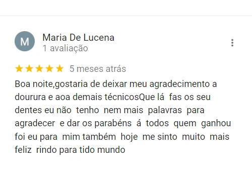 Boa noite,gostaria de deixar meu agradecimento a dourura e aoa demais técnicosQue lá  fas os seu dentes eu não  tenho  nem mais  palavras  para agradecer  e dar os parabéns  á  todos  quem  ganhou  foi eu para  mim também  hoje  me sinto  muito  mais  feliz  rindo para tido mundo